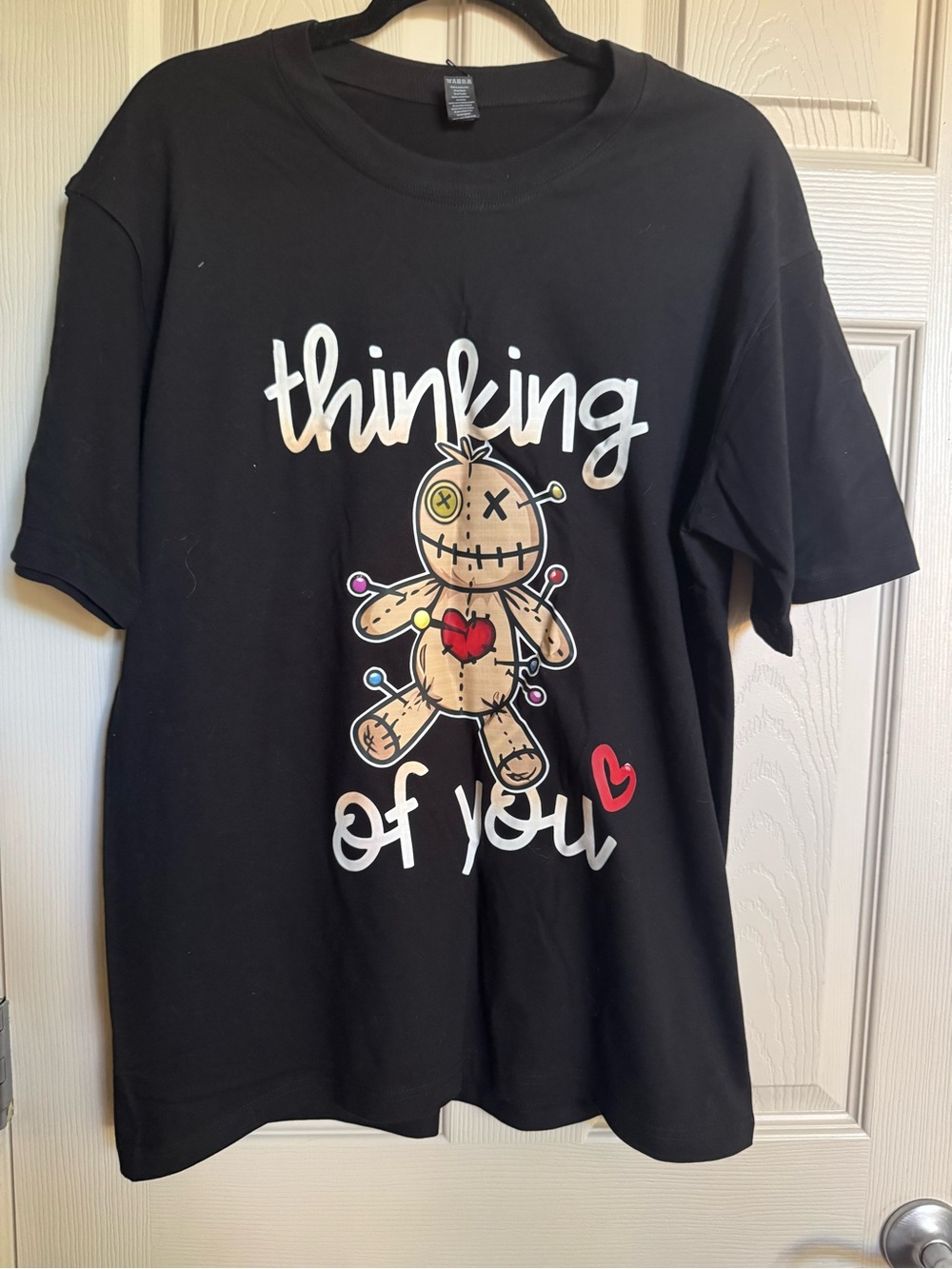 NWT Black Cotton'Thinking of You' Voodoo Doll Tee, Funny Tee, Various Sizes